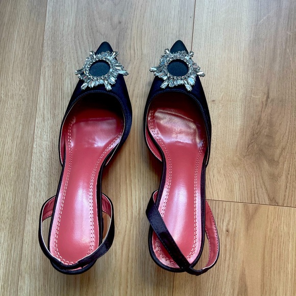 New  High Heels 7 cm Satin Luxury Rhinestone - Picture 2 of 2